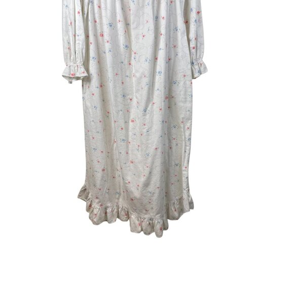 Vintage Lyn Anne Flannel Long Sleeve Floral Feminine Demure Nightgown Maxi - Picture 7 of 9